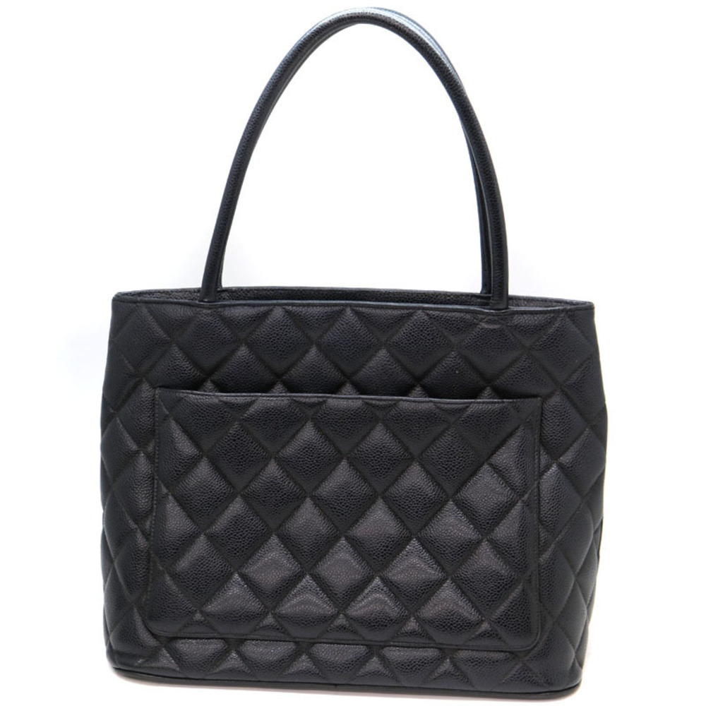 Chanel Caviar Hardware Black Tote Skin Reproduction Silver Bag
